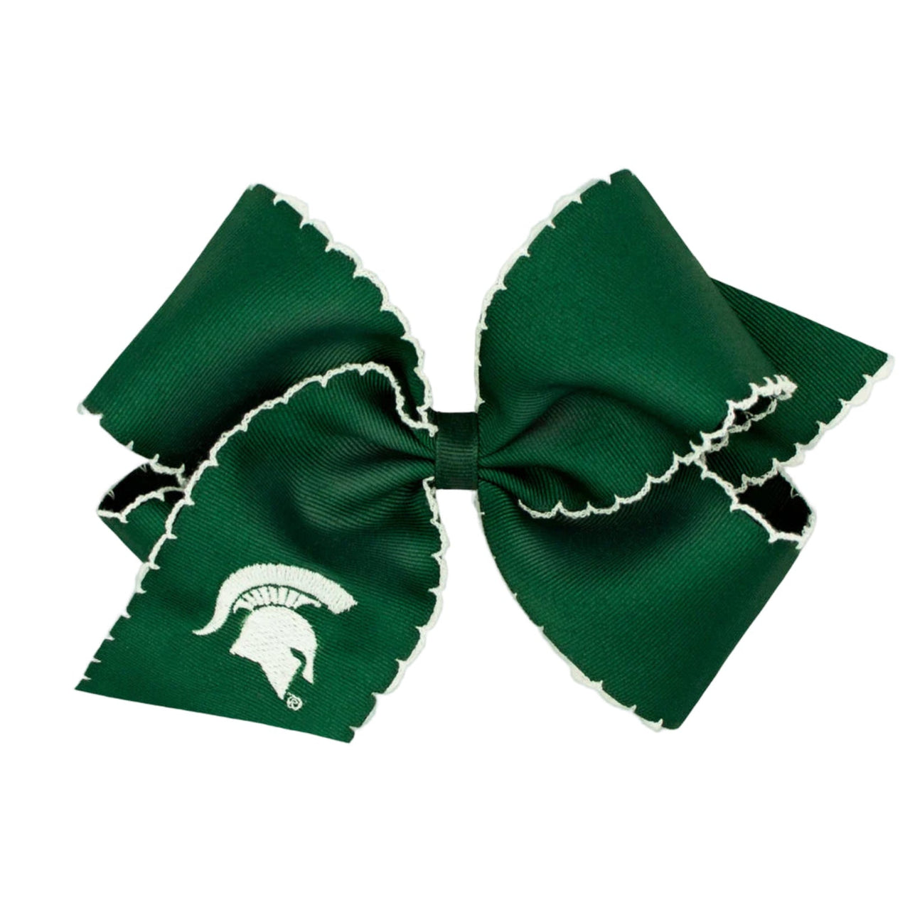 Wee Ones Grosgrain College Embroidered Hair Bow - Michigan State University | HONEYPIEKIDS 