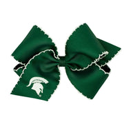 Wee Ones Grosgrain College Embroidered Hair Bow - Michigan State University | HONEYPIEKIDS 
