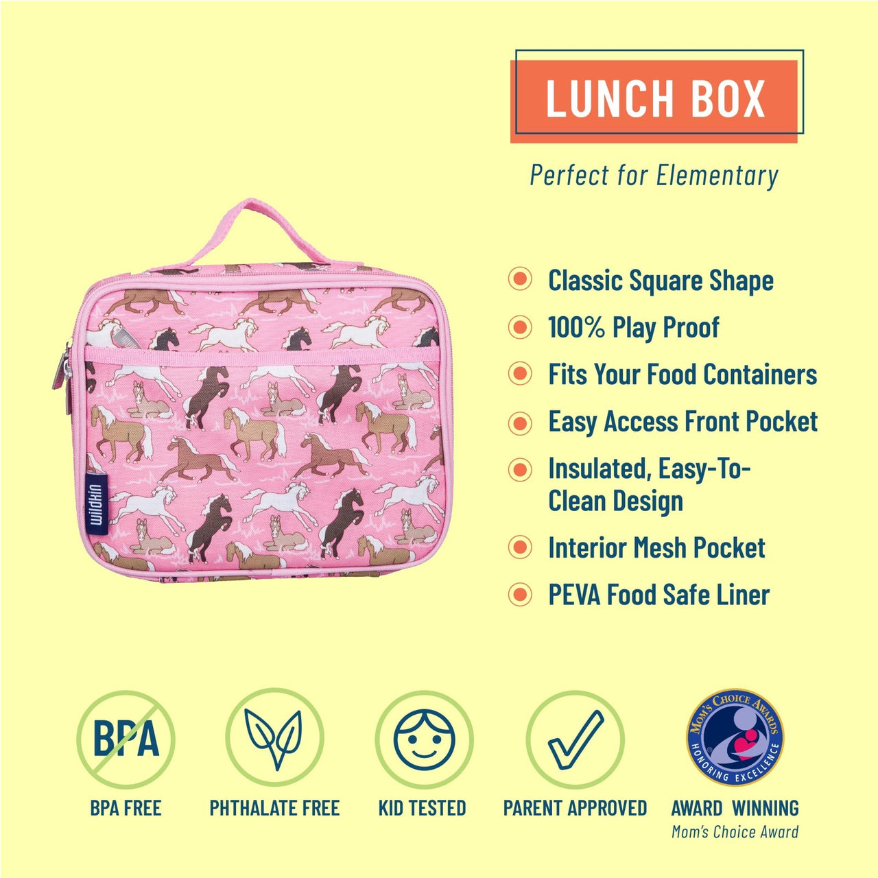 Wildkin Pink Horses Girls Lunch Box | HONEYPIEKIDS 