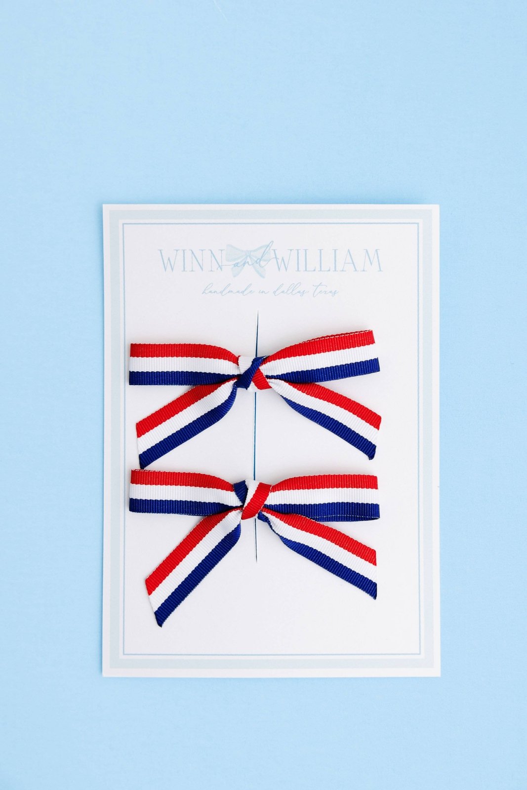 Winn and William Red, White and Blue Pig-tail Patriotic Hair Bow Set | HONEYPIEKIDS