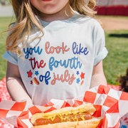 You look like the 4th of July Girls Patriotic Shirt - Ice Blue | HONEYPIEKIDS 