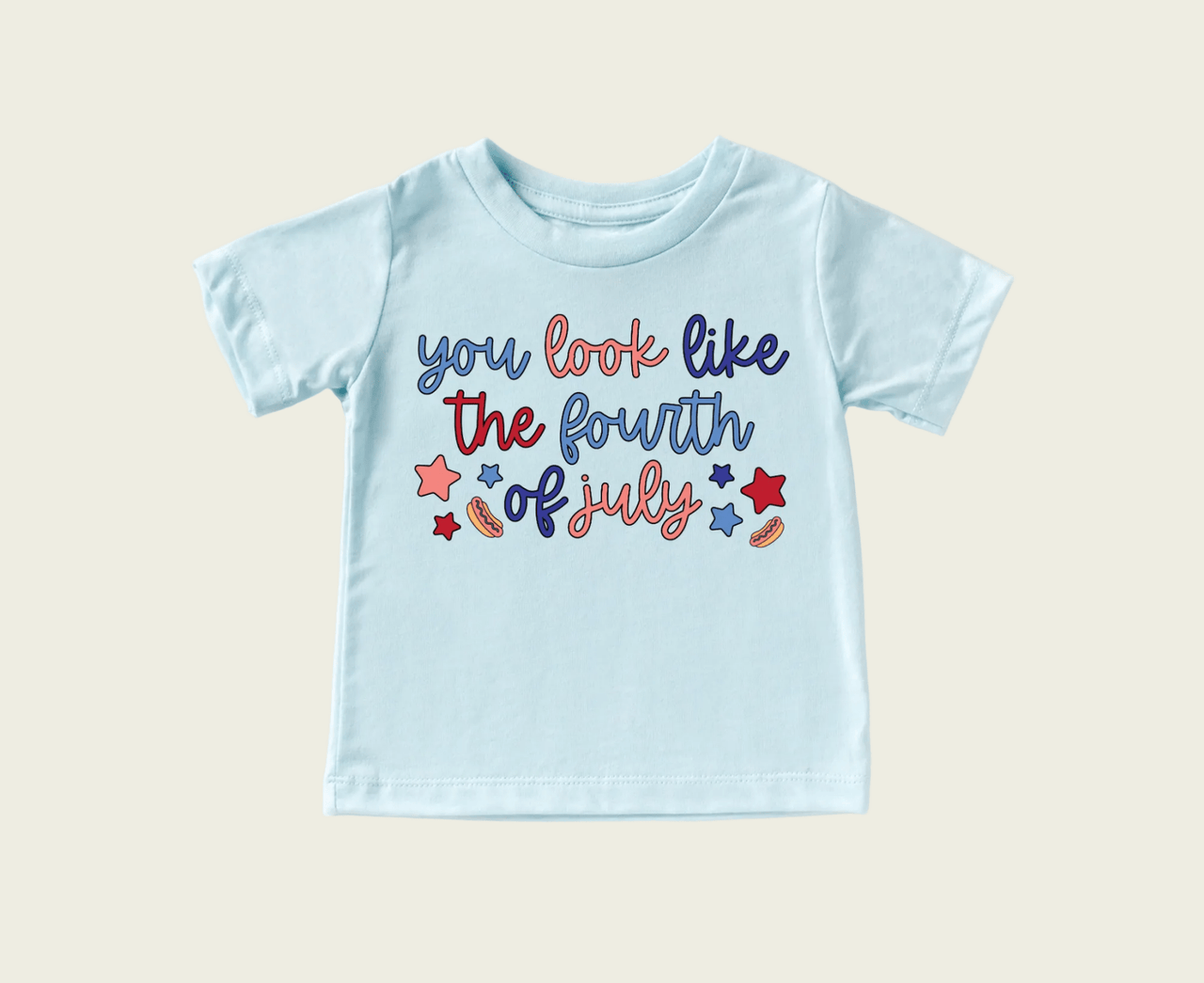 You look like the 4th of July Girls Patriotic Shirt - Ice Blue | HONEYPIEKIDS 