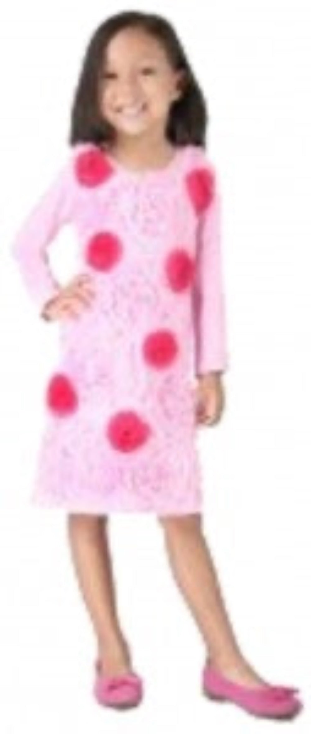 HavenGirl Pink Rosette Soutache Long Sleeve Dress | HONEYPIEKIDS 