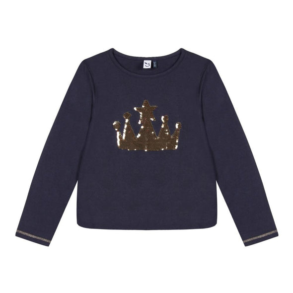 3Pommes Girls Magic Sequin Princess Crown Long Sleeve top | HONEYPIEKIDS | Kids Boutique Clothing
