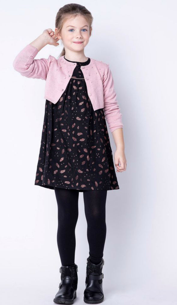 3Pommes Girls Black & Rose Gold Dress | HONEYPIEKIDS | Kids Boutique Clothing