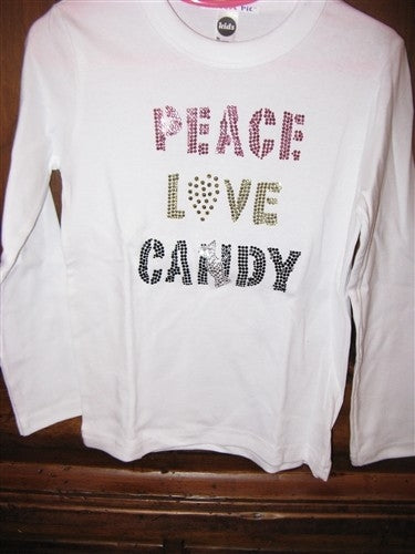 Attitude Pie Girls Peace Love Candy Shirt | HONEYPIEKIDS | Kids Boutique Clothing