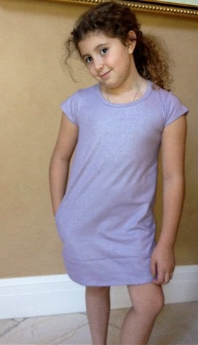 Curio + Kind Lavender Jersey Dress with Side Pockets | HONEYPIEKIDS 