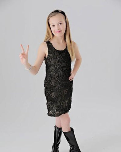 Elisa B By Lipstik Black & Gold Roses Dress | HONEYPIEKIDS | Kids Boutique Clothing