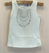 Alyssia Couture Girls Cream Pearl Necklace Sleeveless Tank Style Top | HONEYPIEKIDS | Kids Boutique Clothing