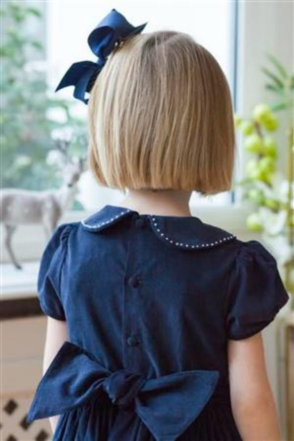 Antoinette Paris ANASTASIA NAVY HAND SMOCKED DRESS | HONEYPIEKIDS | Kids Boutique Clothing