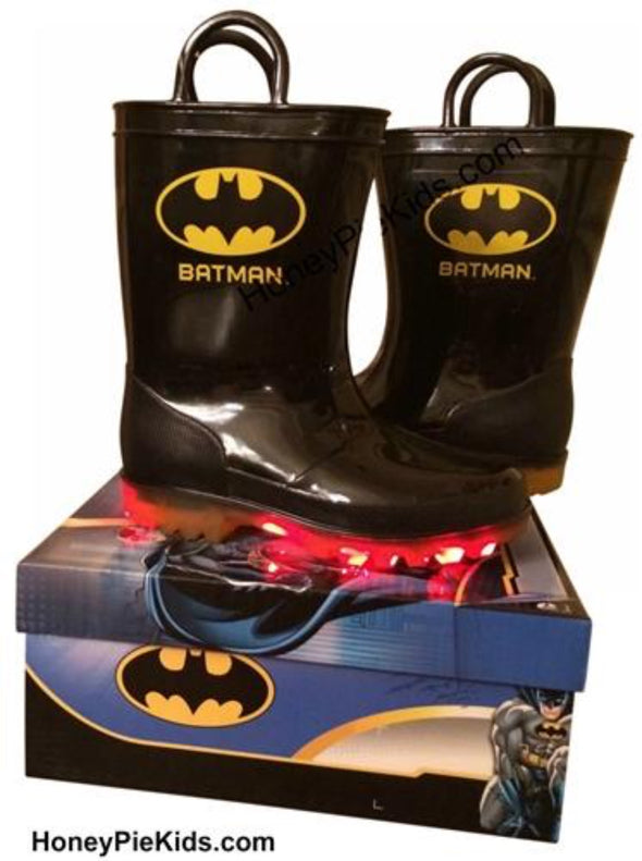Boys Batman Logo Light Up Rubber Boots | HONEYPIEKIDS | Kids Boutique Clothing