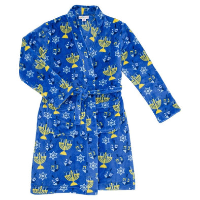 Candy Pink Fleece Robe in Chanukah Pattern | HONEYPIEKIDS | Kids Boutique Clothing