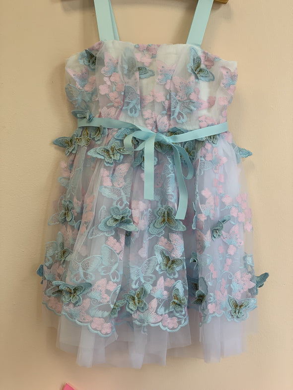 Halabaloo Pink and Blue Butterfly Dress | HONEYPIEKIDS | Kids Boutique Clothing