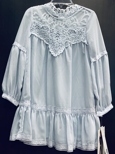 Biscotti Girls Light Blue Lace Applique Blouse Dress | HONEYPIEKIDS | Kids Boutique Clothing