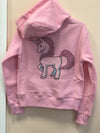 Girls Pink Prancing Unicorn Crystal Zip up Hooded Jacket | HONEYPIEKIDS | Kids Boutique Clothing