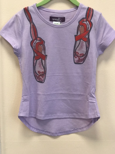 Girls Crystal Lavender Ballet Short Sleeve T-shirt | HONEYPIEKIDS | Kids Boutique Clothing
