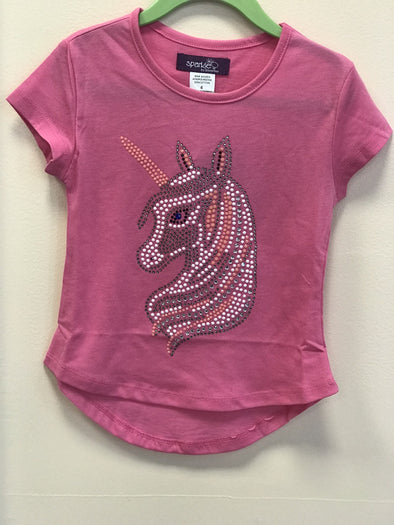 Girls Pink Unicorn Bling Short Sleeve T-shirt | HONEYPIEKIDS | Kids Boutique Clothing