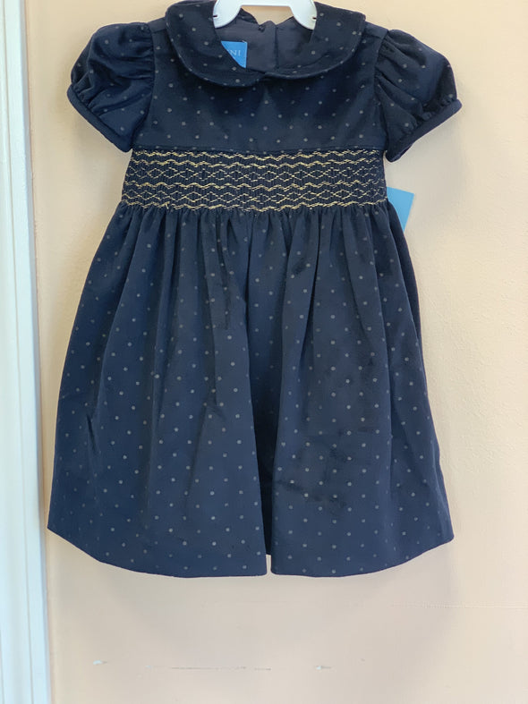 Anavini Infant & Toddler Girls Blue Dot Embroidered Hand Smocked Dress | HONEYPIEKIDS | Kids Boutique Clothing