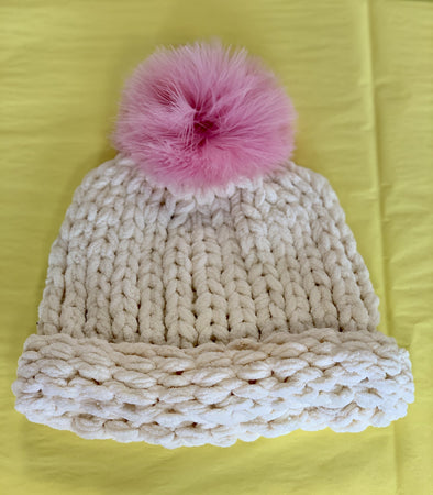 MaeLi Rose Cream Knit Winter Hat | HONEYPIEKIDS | Kids Boutique Clothing