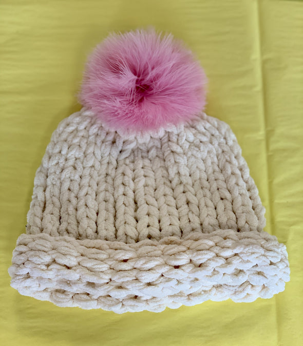 MaeLi Rose Cream Knit Winter Hat | HONEYPIEKIDS | Kids Boutique Clothing