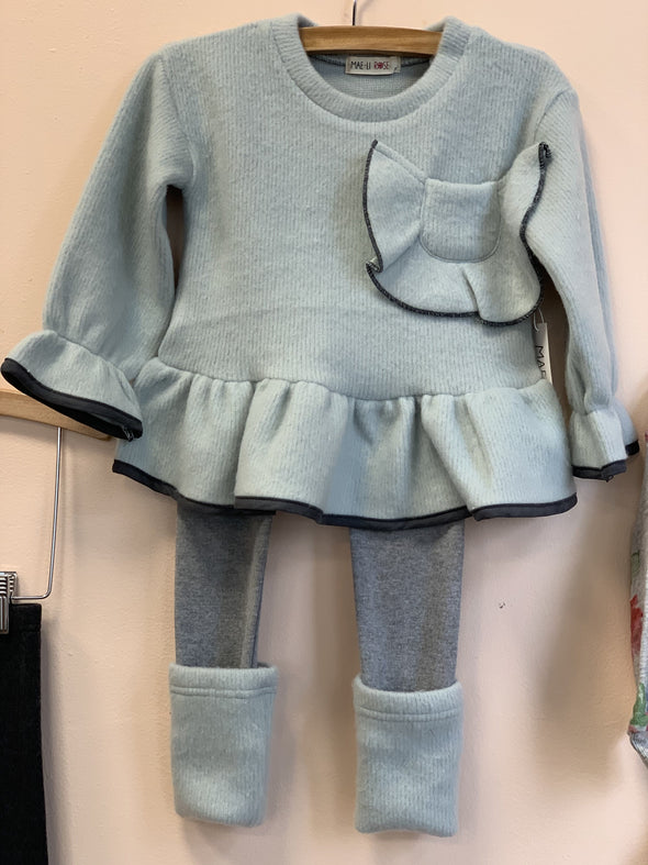 MaeLi Rose Legwarmer Leggings in Mint Green | HONEYPIEKIDS | Kids Boutique Clothing