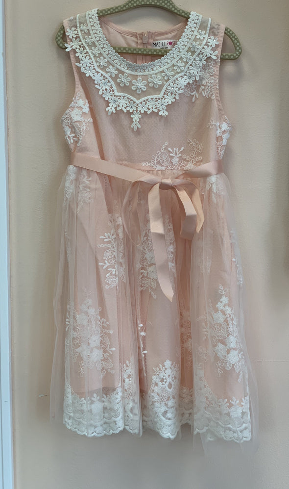 MaeLi Rose Sleeveless Pearl & Lace Dress | HONEYPIEKIDS | Kids Boutique Clothing