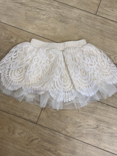 MaeLi Rose Scallop Lace & Pearl Skirt in Ivory | HONEYPIEKIDS | Kids Boutique Clothing