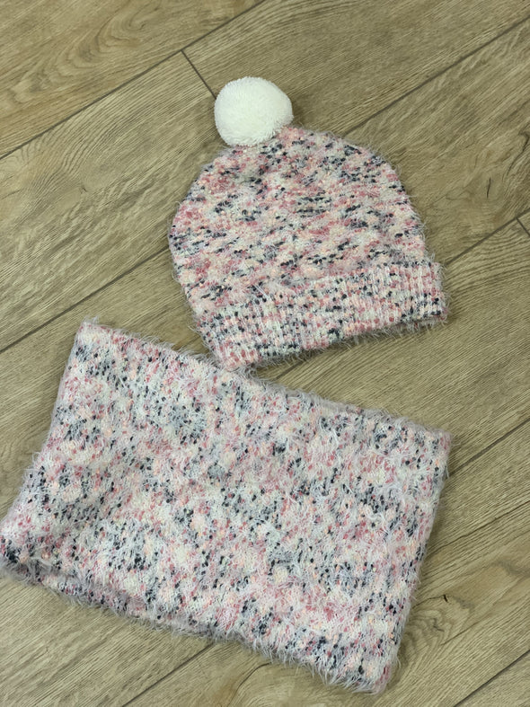 3Pommes Super Soft Pink Scarf And Pom Hat Set | HONEYPIEKIDS | Kids Boutique Clothing