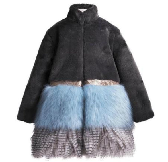 Imoga Collection Freya Long Faux Fur Coat in Ash | HONEYPIEKIDS | Kids Boutique Clothing