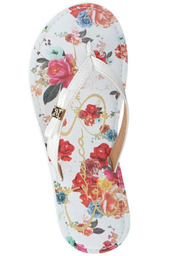 Jessica Simpson Duchess White Leather and Floral Flipflop | HONEYPIEKIDS | Kids Boutique Clothing