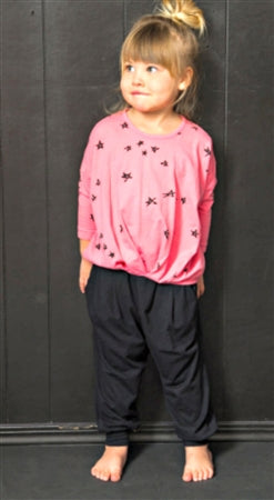Joah Love Black Pleated Drop Crotch Pants (unisex) | HONEYPIEKIDS 