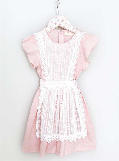 MaeLi Rose Apron Dress in Blush | HONEYPIEKIDS | Kids Boutique Clothing