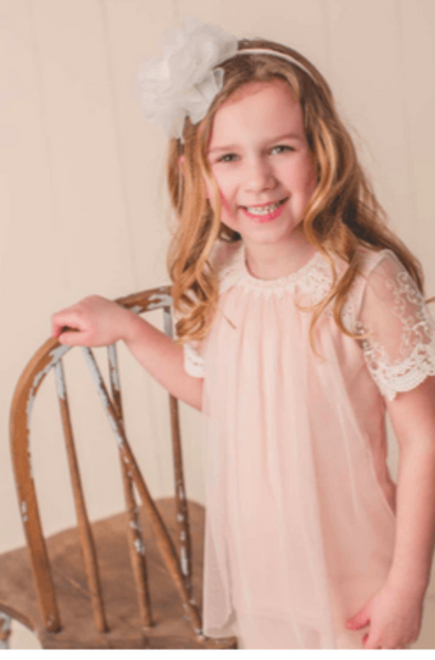 MaeLi Rose Tulle Overlay Top in Blush or Creme | HONEYPIEKIDS | Kids Boutique Clothing