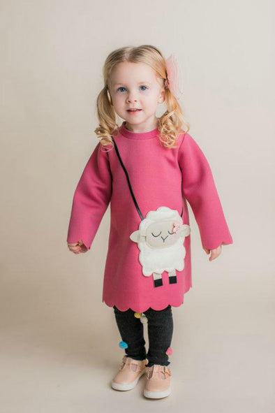 Maeli Rose Sheep Purse Scuba Dress | HONEYPIEKIDS | Kids Boutique Clothing