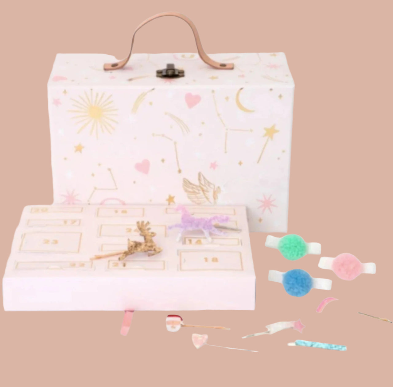 Meri Meri Hair Accessories Pink Suitcase Advent Calendar | HONEYPIEKIDS 