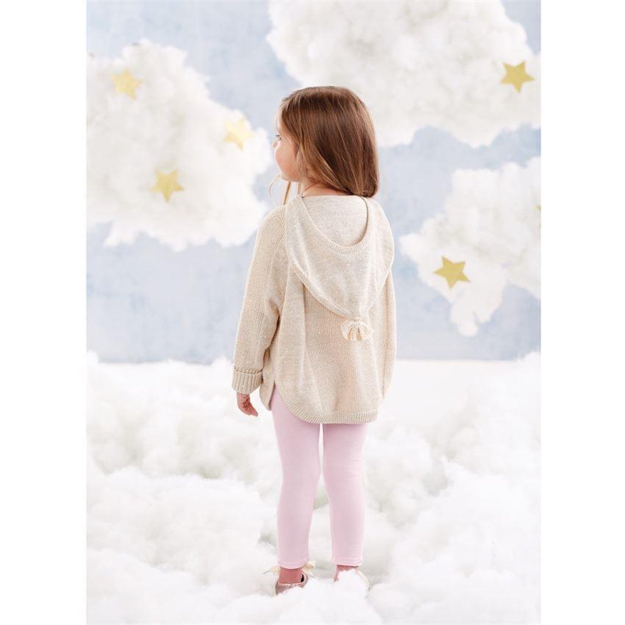 MUDPIE Girls LUREX KNIT PONCHO HOODED SWEATER | HONEYPIEKIDS 