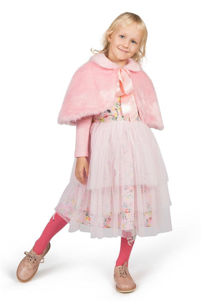 Paper Wings Pink Faux Fur Cape | HONEYPIEKIDS | Kids Boutique Clothing