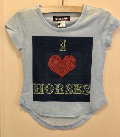 Sparkle By Stoopher Girls S/S I LOVE HORSES Tee | HONEYPIEKIDS | Kids Boutique Clothing