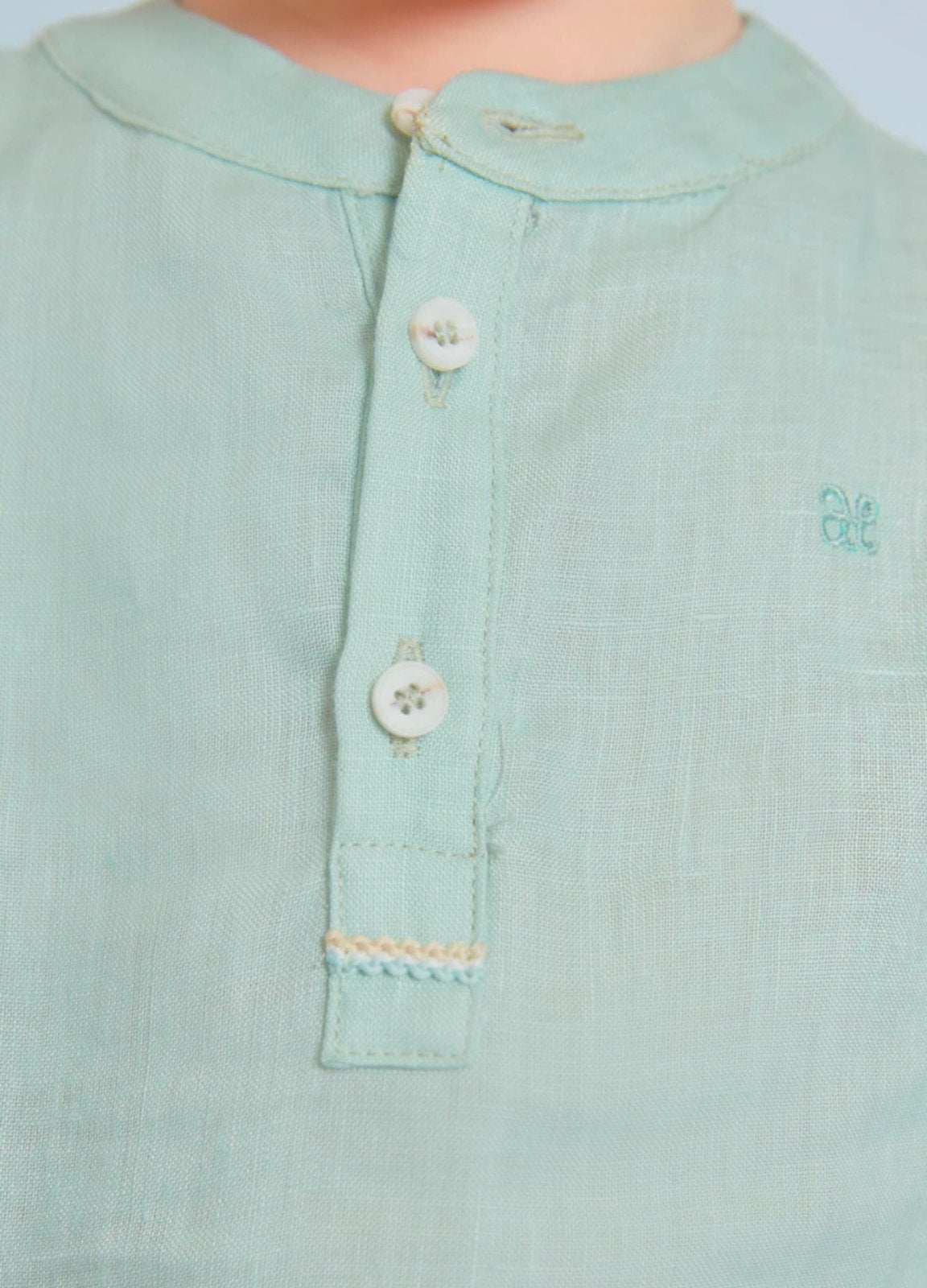 Abel & Lula Baby & Toddler BOYS Mint Striped Linen Shirt & Shorts Set | HONEYPIEKIDS 