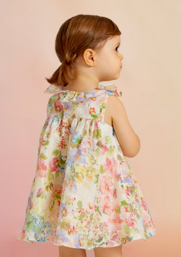 Abel & Lula Baby & Toddler Girls Floral Printed Linen Dress | HONEYPIEKIDS | Kids Boutique Clothing