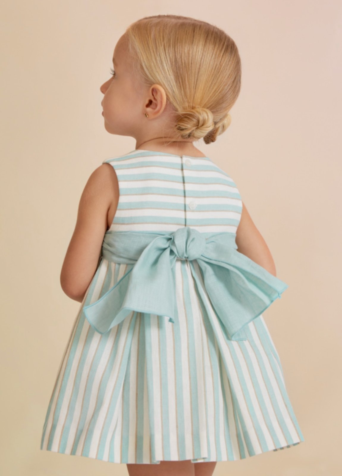 Abel and Lula Baby Girls Mint Striped Linen Dress | HONEYPIEKIDS 24 Months Abel and Lula Baby Girls Mint Striped Linen Dress | HONEYPIEKIDS 24 Months