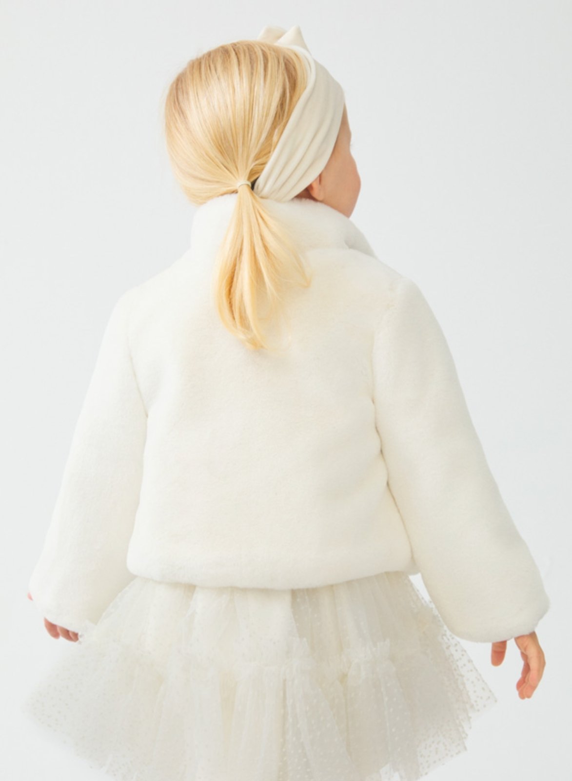 Abel & Lula Baby & Toddler Girls White Faux Fur Coat | HONEYPIEKIDS 