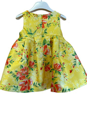 Abel & Lula Baby & Toddler Girls Yellow Floral Bow Mikado Dress | HONEYPIEKIDS 
