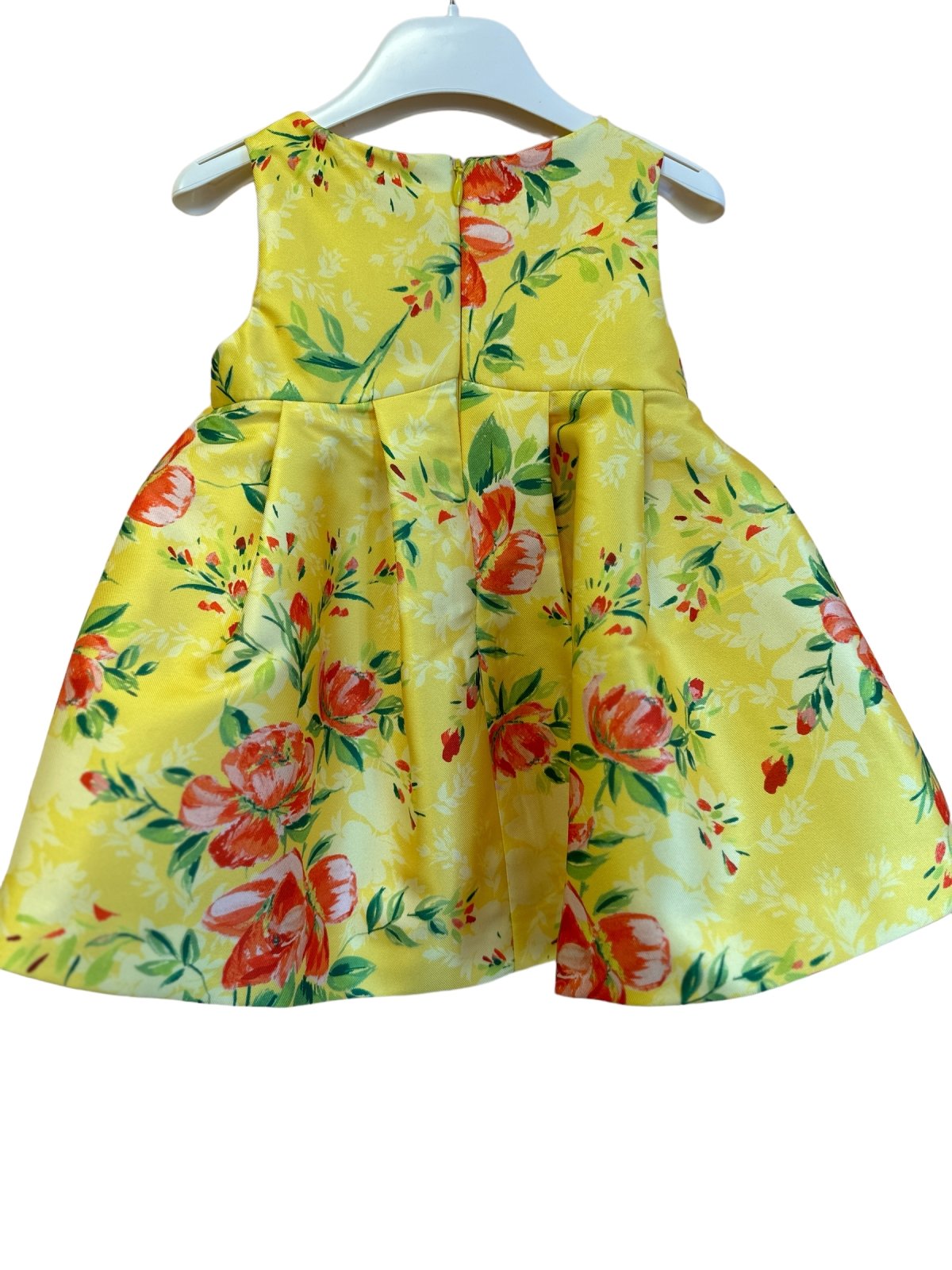 Abel & Lula Baby & Toddler Girls Yellow Floral Bow Mikado Dress | HONEYPIEKIDS 