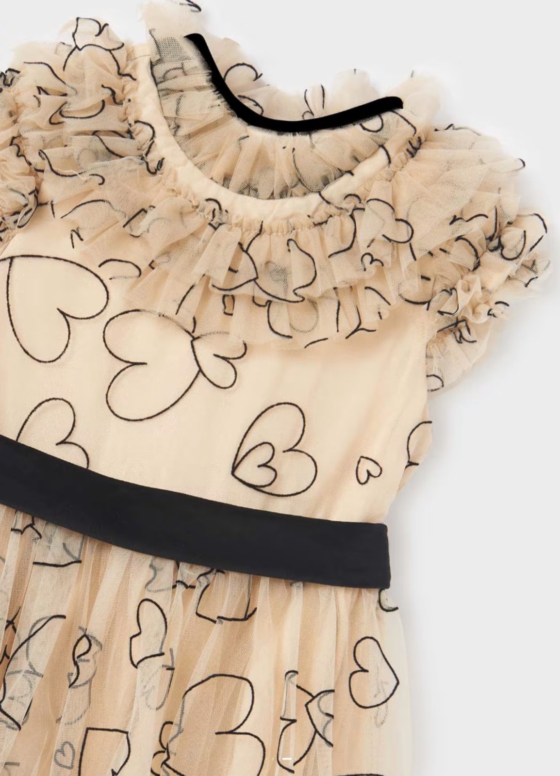 Abel & Lula-Girls Beige & Black Tulle Dress