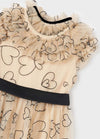 HONEYPIEKIDS | Abel & Lula Girls Beige Flocked Hearts Tulle Dress