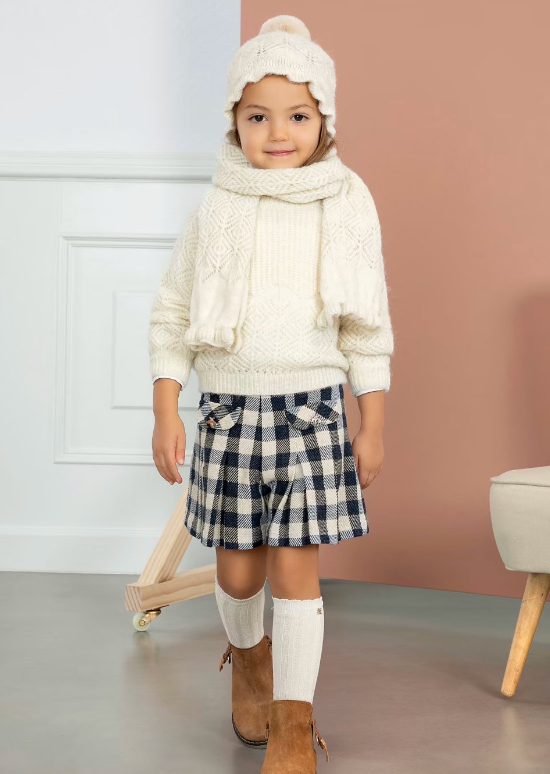 Abel & Lula Girls Beige Lurex Knee Socks | HONEYPIEKIDS 