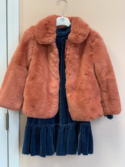 Abel & Lula Girls Coral Faux Fur Coat | HONEYPIEKIDS 