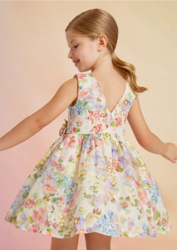 Abel & Lula Girls Floral Printed Linen Dress | HONEYPIEKIDS | Kids Boutique Clothing
