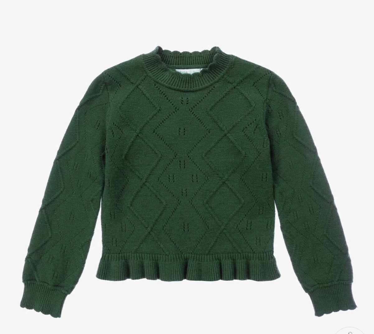 Abel & Lula Girls Green Diamond Knit Sweater | HONEYPIEKIDS 